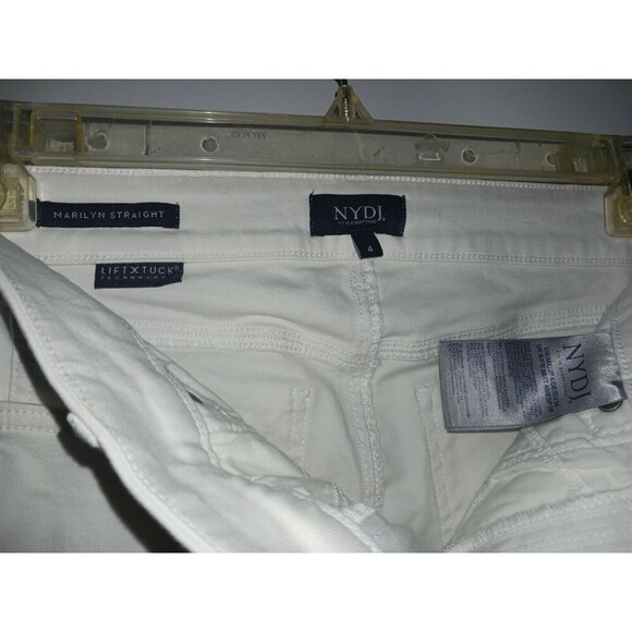 NYDJ Marilyn Straight Crop Jeans Womens‎ 4 Cuffed Optic White MCFO2108 LiftxTuck - Picture 2 of 10